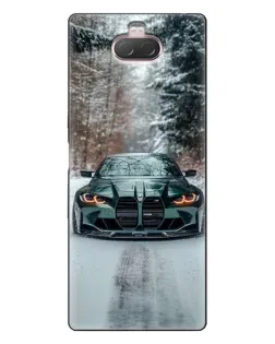 Чехол для Sony Xperia 10 с картинкой «BMW в зимнем лесу»