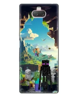 Чехол для Sony Xperia 10 с картинкой «Эндермен в лесу»