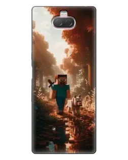 Чехол для Sony Xperia 10 с картинкой «Стив в лесу»