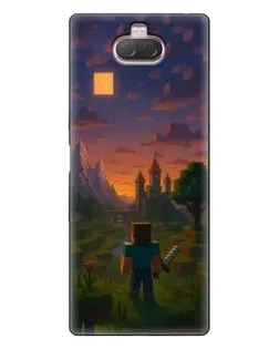 Чехол для Sony Xperia 10 с картинкой «Стив у башни»