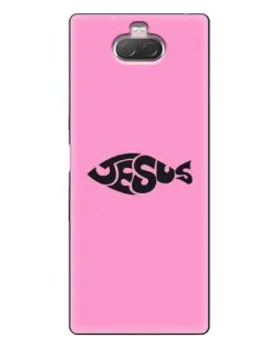 Чехол для Sony Xperia 10 с картинкой «Розовый символ  Jesus»