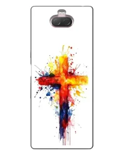 Чехол для Sony Xperia 10 с картинкой «Акварельный крест»