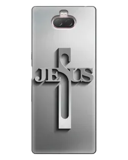Чехол для Sony Xperia 10 с картинкой «Металлический крест Jesus»
