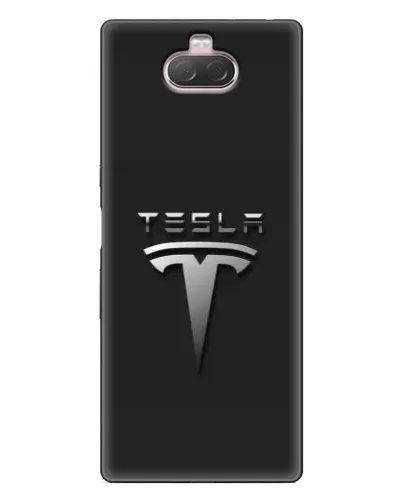 Чехол для Sony Xperia 10 с картинкой «Стальной логотип Tesla»