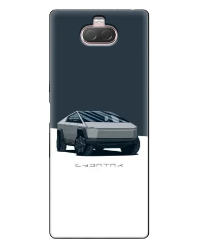 Чехол для Sony Xperia 10 с картинкой «Серебристый Cybertruck Tesla»