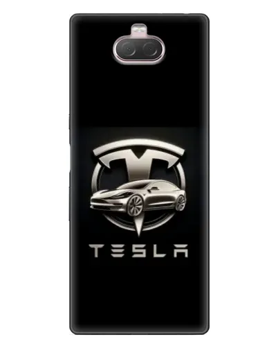 Чехол для Sony Xperia 10 с картинкой «Tesla — серебристое авто»