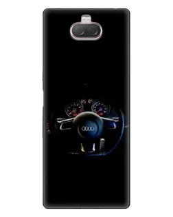 Чехол для Sony Xperia 10 с картинкой «Салон Audi — руль»