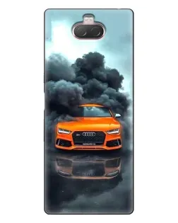 Чехол для Sony Xperia 10 с картинкой «Audi в облаках дыма»