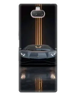 Чехол для Sony Xperia 10 с картинкой «Lamborghini золотые линии»
