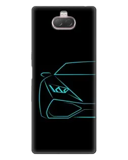Чехол для Sony Xperia 10 с картинкой «Голубой силуэт Lamborghini»