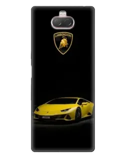 Чехол для Sony Xperia 10 с картинкой «Lamborghini желтый акцент»