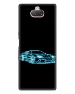 Чехол для Sony Xperia 10 с картинкой «Неоновый контур Lamborghini»