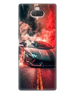 Чехол для Sony Xperia 10 с картинкой «Lamborghini красный дым»