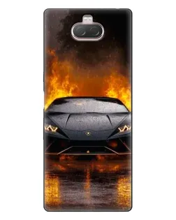 Чехол для Sony Xperia 10 с картинкой «Lamborghini в огне»