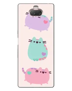 Чехол для Sony Xperia 10 с картинкой «Pusheen трио»