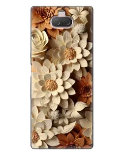 Чехол для Sony Xperia 10 с картинкой «Бежевый флористический декор»