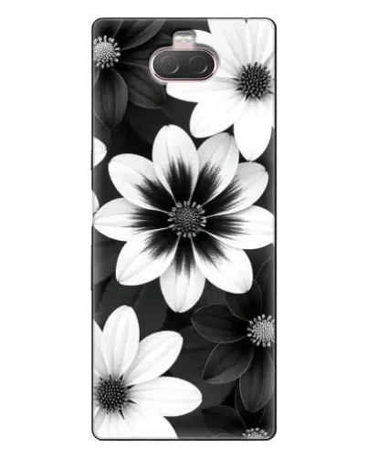 Чехол для Sony Xperia 10 с картинкой «Монохромные астры»