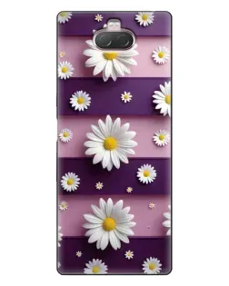 Чехол для Sony Xperia 10 с картинкой «Ромашки на фиолетовом»
