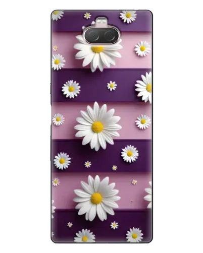 Чехол для Sony Xperia 10 с картинкой «Ромашки на фиолетовом»