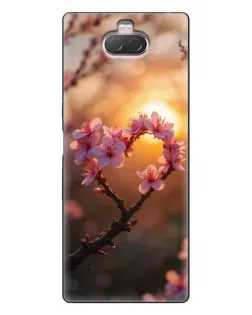 Чехол для Sony Xperia 10 с картинкой «Розовый цвет сердце на фоне заката»