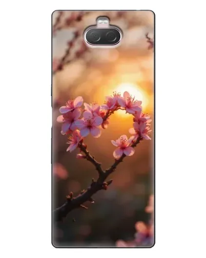 Чехол для Sony Xperia 10 с картинкой «Розовый цвет сердце на фоне заката»