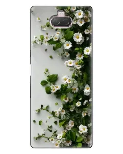 Чехол для Sony Xperia 10 с картинкой «Ветка мелких белых цветов»