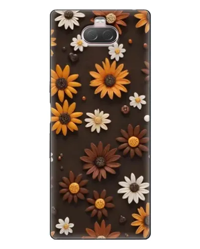 Чехол для Sony Xperia 10 с картинкой «Узор из маленьких подсолнухов»
