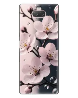 Чехол для Sony Xperia 10 с картинкой «Нежная сакура и капли»