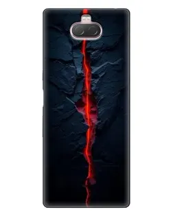 Чехол для Sony Xperia 10 с картинкой «Kрасная лавовая трещина»