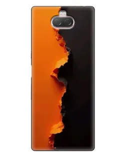 Чехол для Sony Xperia 10 с картинкой «Оранжевый разлом»