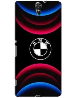 Чехол для Sony Xperia C5 Ultra (E5533, E5563, E5506, E5553) с картинкой «Логотип BMW и неоновые дуги»