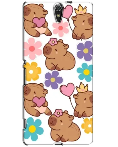 Чехол для Sony Xperia C5 Ultra (E5533, E5563, E5506, E5553) с картинкой «Цветочный паттерн капибар»