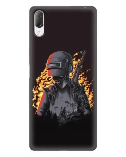 Чехол для Sony Xperia L3 с картинкой «PUBG — огненный силуэт»