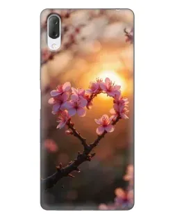 Чехол для Sony Xperia L3 с картинкой «Розовый цвет сердце на фоне заката»