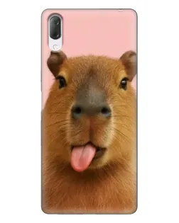 Чехол для Sony Xperia L3 с картинкой «Капибара с языком»