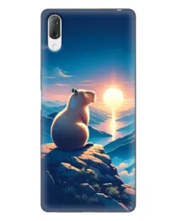 Чехол для Sony Xperia L3 с картинкой «Закат солнца с капибарой»