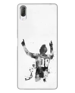 Чохол для Sony Xperia L3 з картинкою «Чорно-білий силует Мессі»