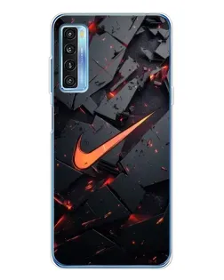 Чехол для TCL 20L Plus с картинкой «Nike — эффект разломов»