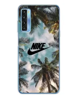 Чехол для TCL 20L Plus с картинкой «Тропический принт Nike»