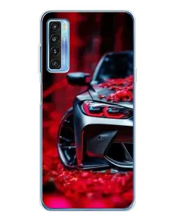 Чехол для TCL 20L Plus с картинкой «Спортивная BMW и цветы»