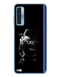 Чехол для TCL 20L Plus с картинкой «Силуэт BMW в темноте»