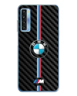 Чехол для TCL 20L Plus с картинкой «Эмблема BMW и карбон»