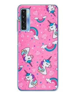 Чехол для TCL 20L Plus с картинкой «Unicorn паттерн розовый»