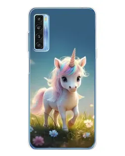 Чехол для TCL 20L Plus с картинкой «Единорог на поляне»