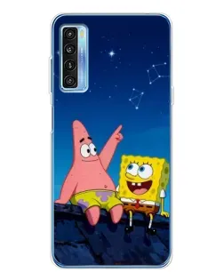 Чехол для TCL 20L Plus с картинкой «Губка Боб и Патрик ночью»