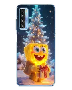 Чехол для TCL 20L Plus с картинкой «Рождественский Спанч Боб»