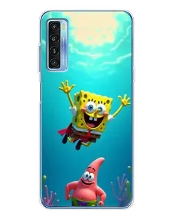 Чехол для TCL 20L Plus с картинкой «Спанч Боб под водой»