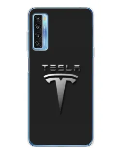 Чехол для TCL 20L Plus с картинкой «Стальной логотип Tesla»