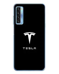 Чехол для TCL 20L Plus с картинкой «Tesla White Logo»