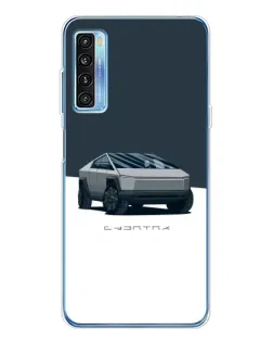 Чехол для TCL 20L Plus с картинкой «Серебристый Cybertruck Tesla»
